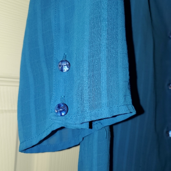 Steven Barry Blue sheer blouse - Picture 3 of 7